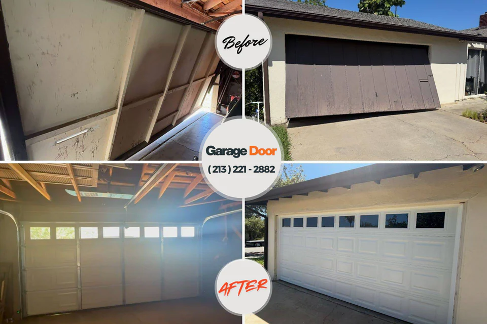 Before and after: garage door repair Six Mile Run, NJ